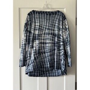 Lululemon Back in Action Long Sleeve Shirt Tie Dye Blue Women Pima Cotton Sz XL